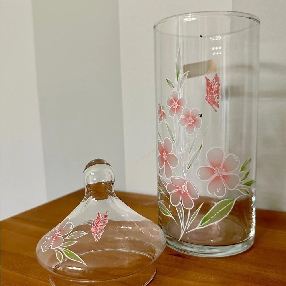 VINTAGE, HANDCRAFTED, CRYSTAL APOTHECARY JAR WITH LID. MADE IN TURKEY.